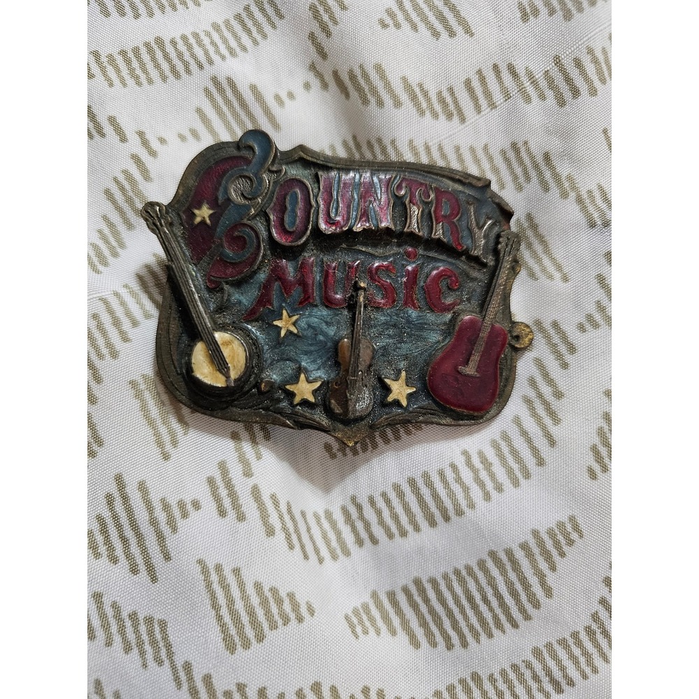 Vintage 1982 Great American Buckle Co Country Music Belt Buckle H919 USA Made
